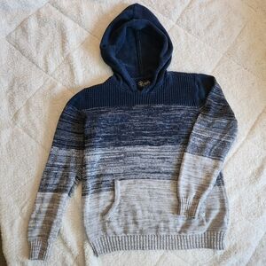 Men's Size XL Retrofit Men's Colorblock Knit Hooded Sweater Pullover Blue